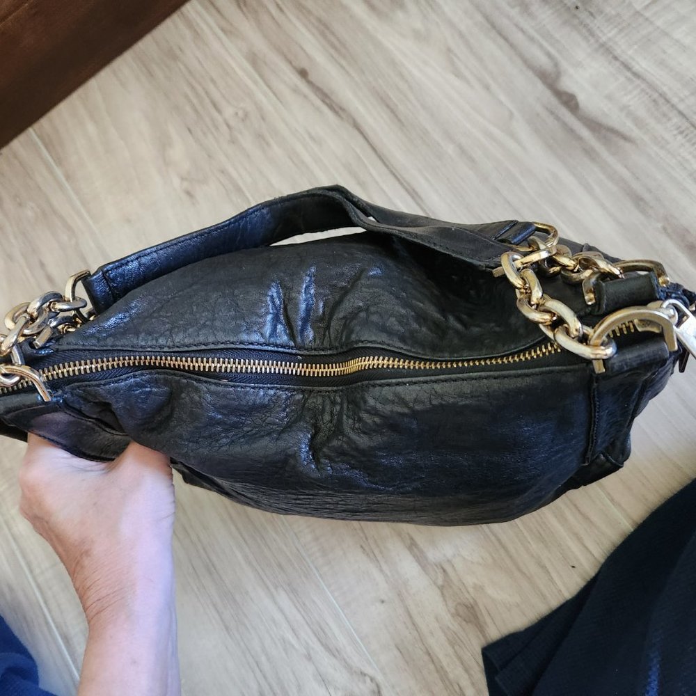 Rare Michael Kors Distressed Leather Shoulder Bag Hobo - Picture 11 of 14